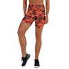 Women's ruby gold printed yoga shorts front view