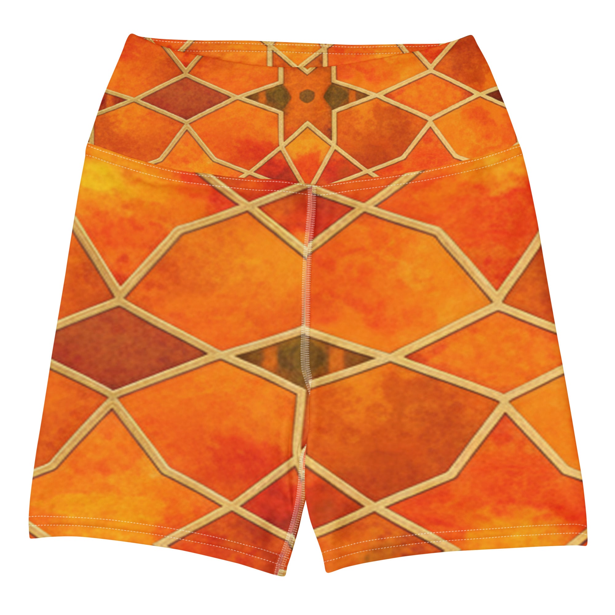 Arabic Watercolour Autumn Spice Yoga Shorts | GearBunch