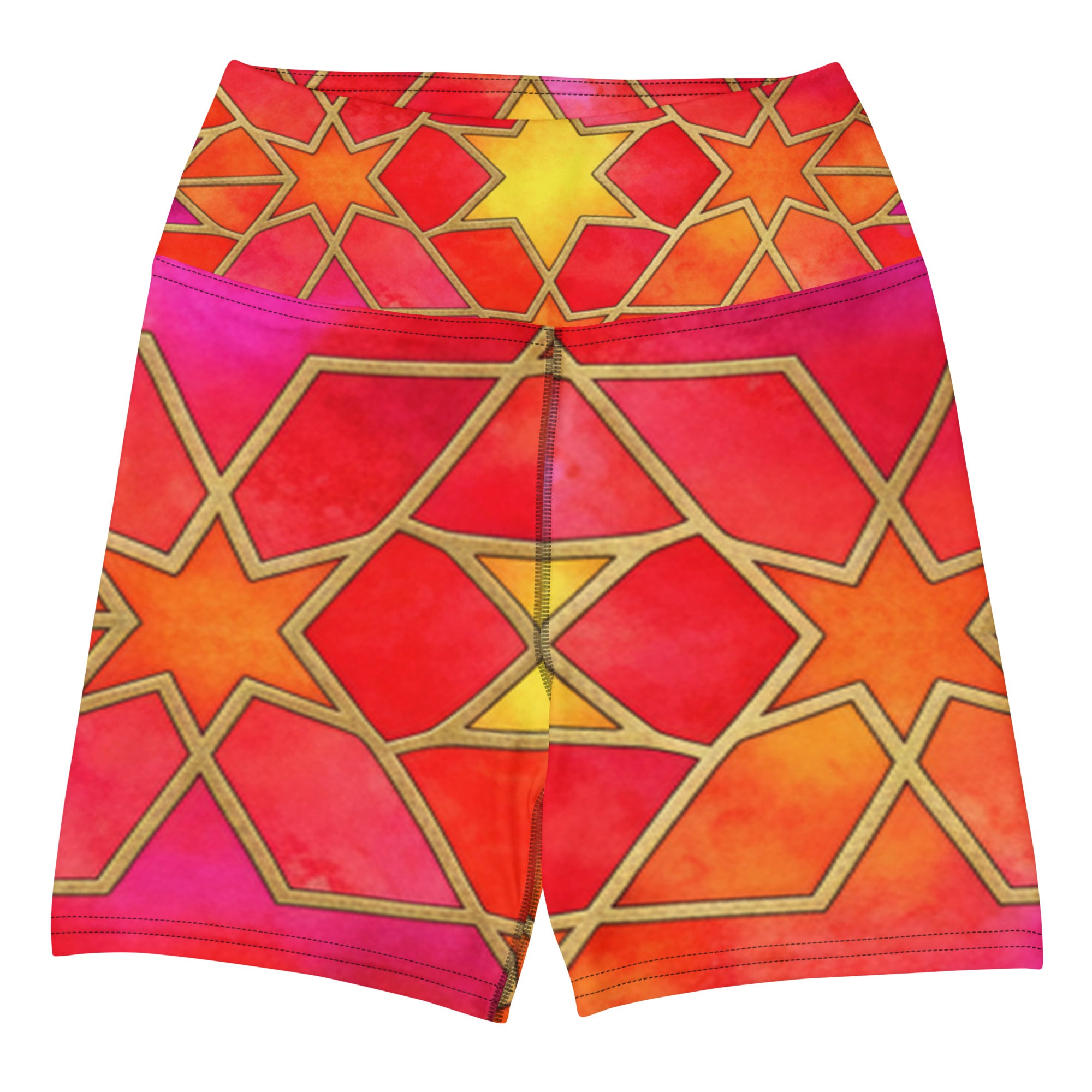 Arabic Watercolour Fire Opal Yoga Shorts | GearBunch