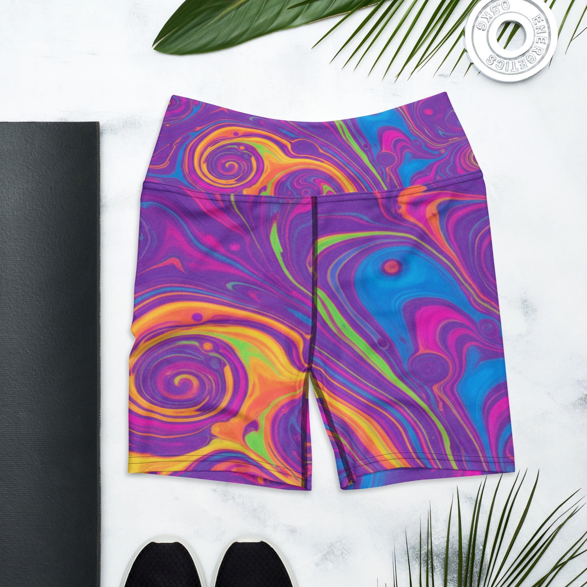 Liquid Marble Neon Yoga Shorts | GearBunch