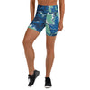 Women's liquid marble ocean current yoga shorts front view