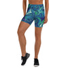 Women's liquid marble aurora printed yoga shorts front view