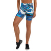 Women's electric storm printed yoga shorts front view