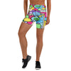 Women's comic pop candy pastel yoga shorts front view