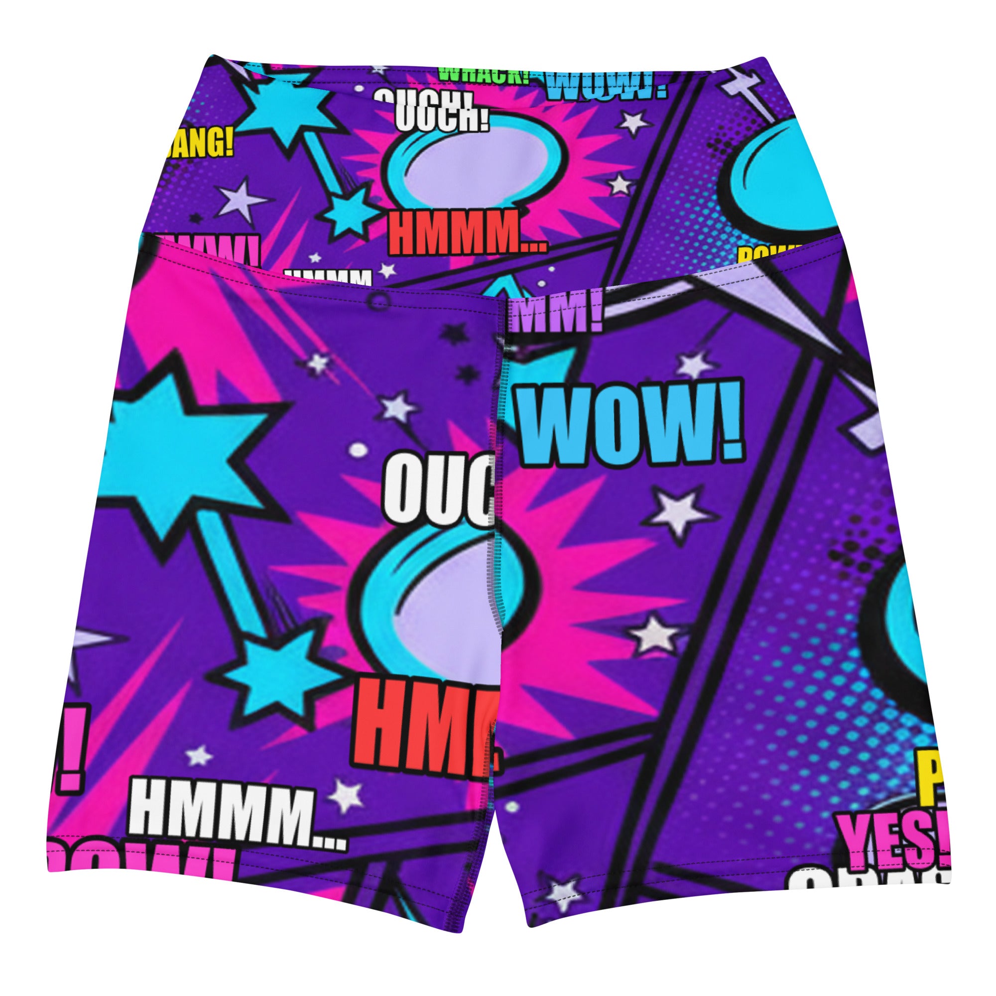 Comic Pop Galaxy Purple Yoga Shorts | GearBunch