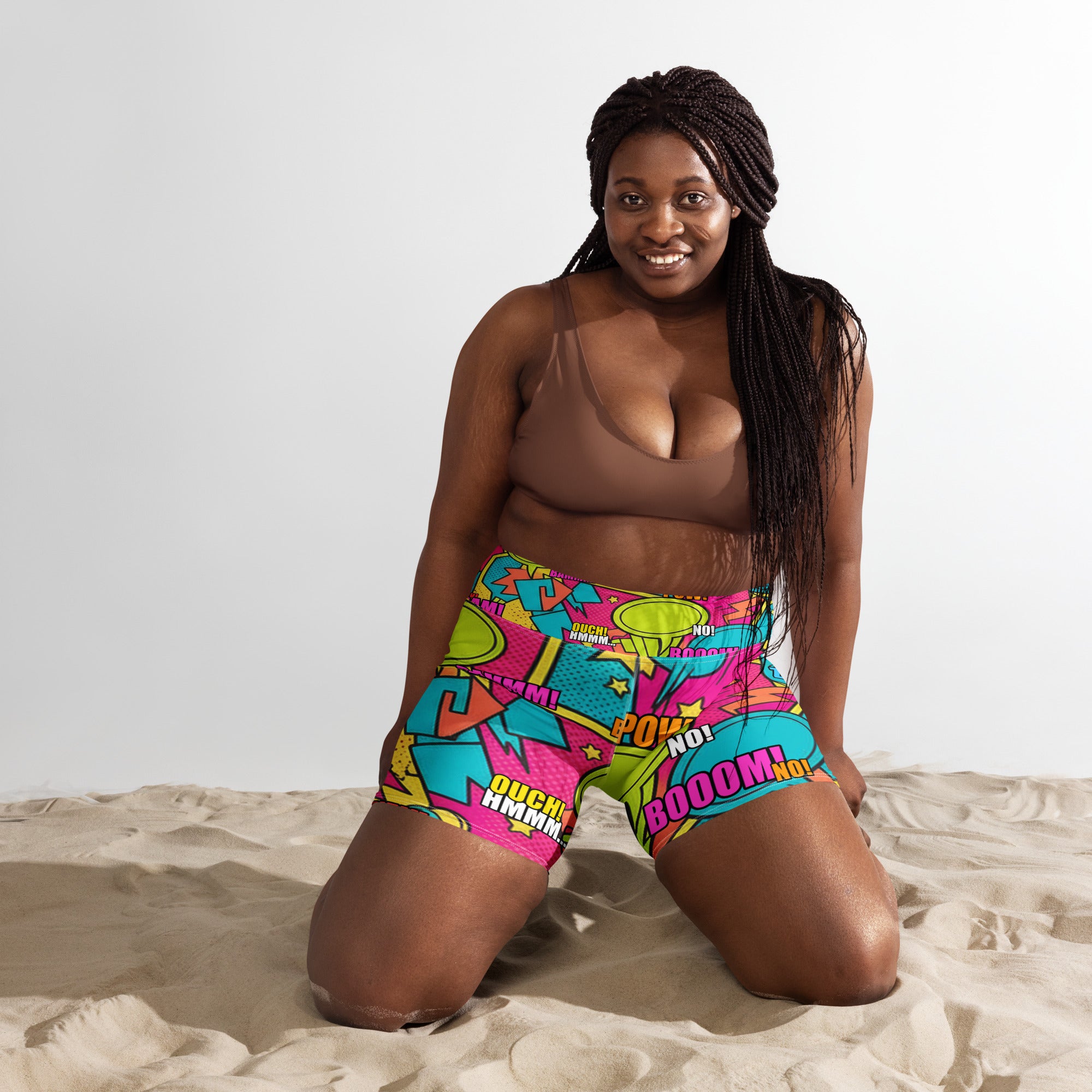 Comic Pop Tropical Yoga Shorts | GearBunch