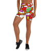 Women's comic pop fire engine printed yoga shorts front view