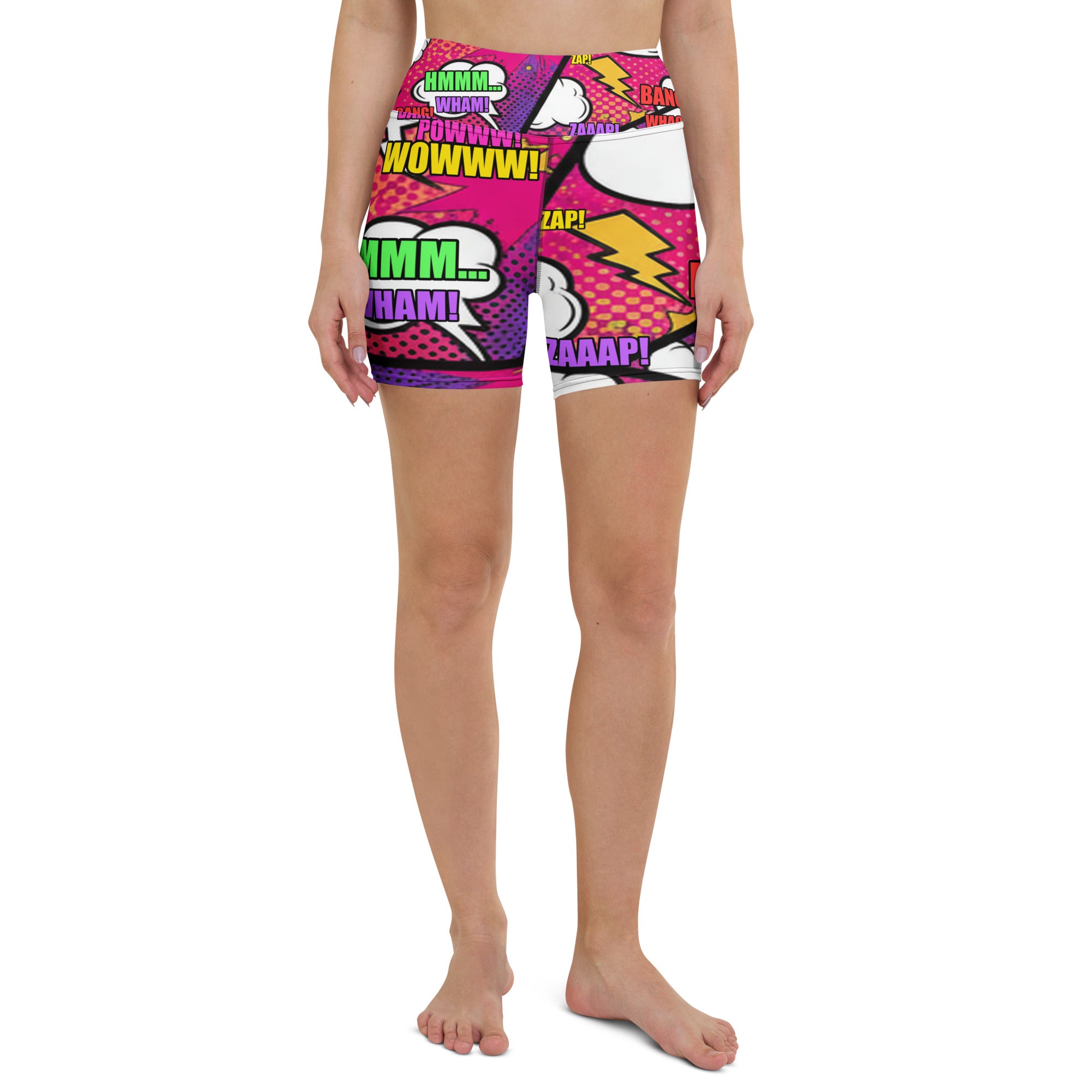 Comic Strip Girl Power Yoga Shorts | GearBunch