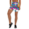Women's comic strip graffiti street yoga shorts front view