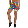 Women's comic strip pirate printed yoga shorts front view