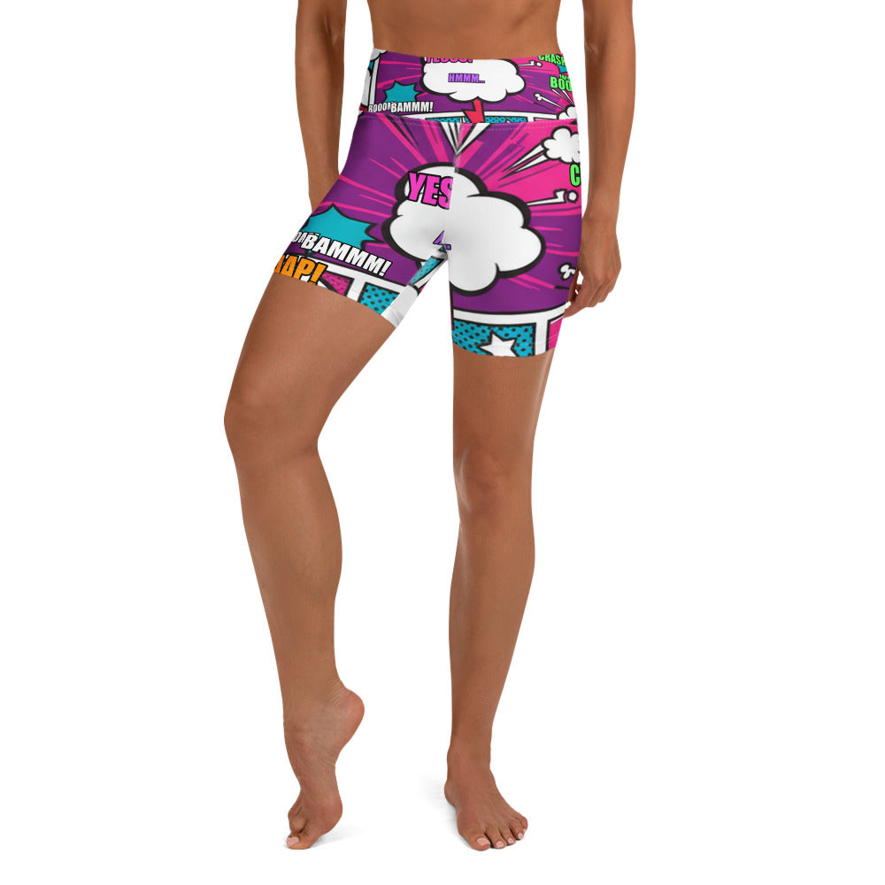 Comic Strip Roller Derby Yoga Shorts | GearBunch