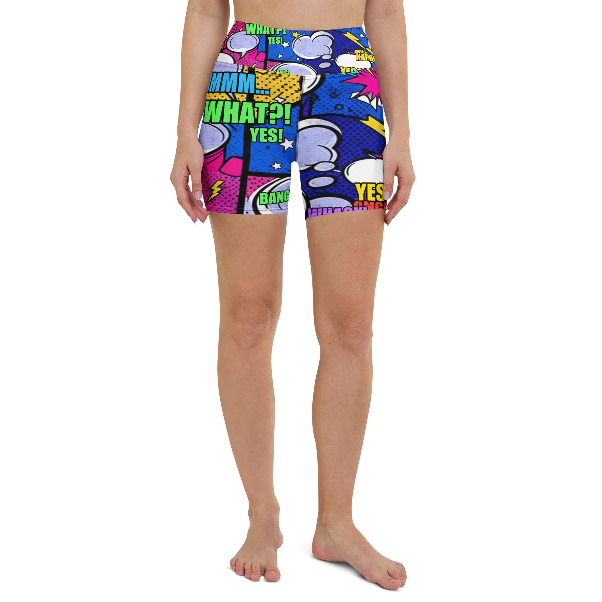 Comic Strip Cosmic Boom Yoga Shorts | GearBunch