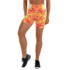 Women's psychedelic solar flare printed yoga shorts front view