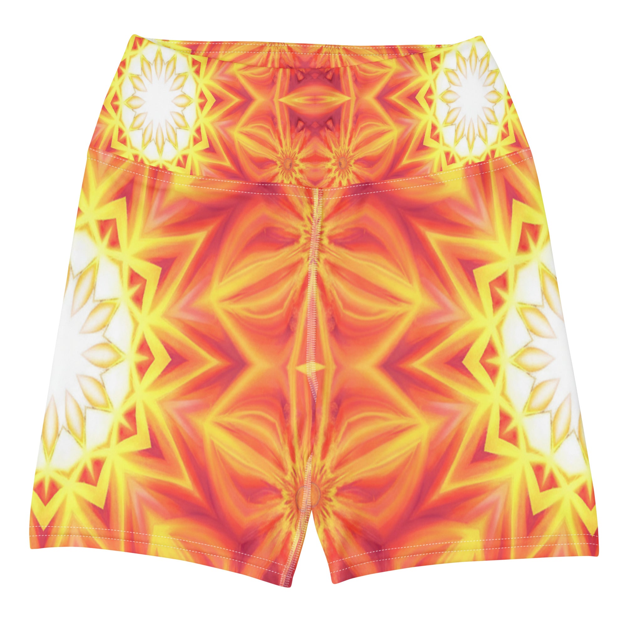 Psychedelic Solar Flare Yoga Shorts | GearBunch