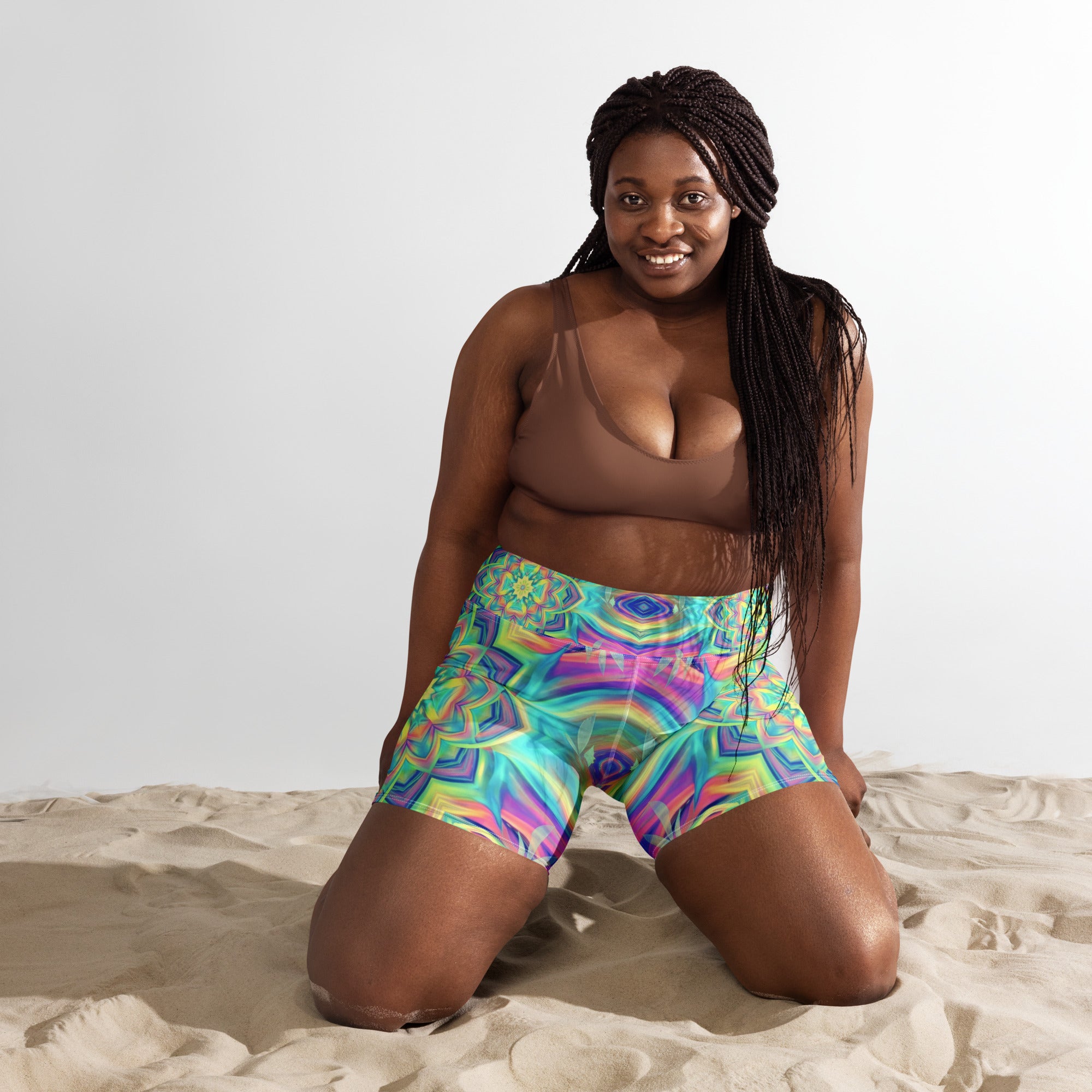 Psychedelic Tropical Yoga Shorts | GearBunch