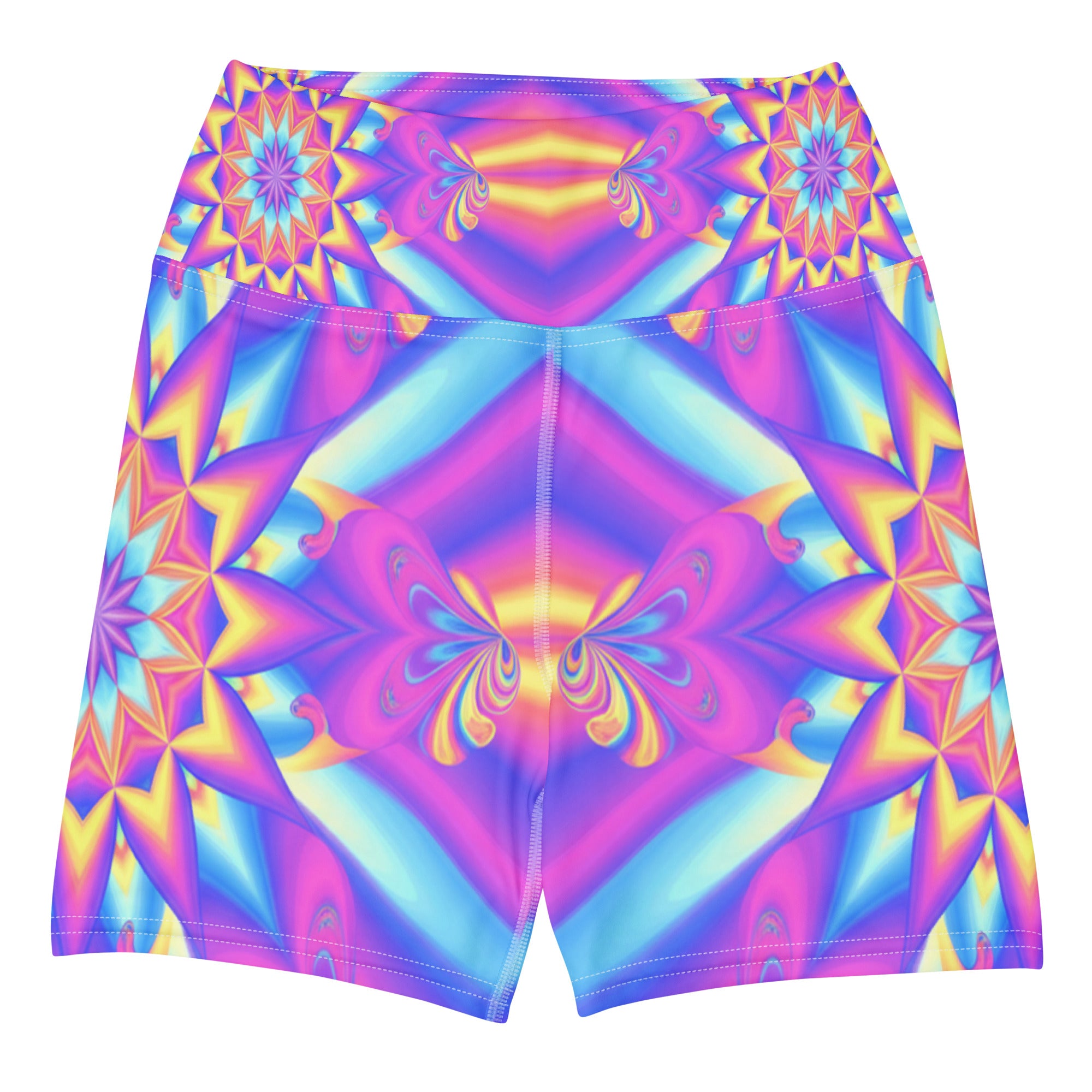 Psychedelic Candy Rave Yoga Shorts | GearBunch