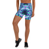 Women's psychedelic northern lights yoga shorts front view