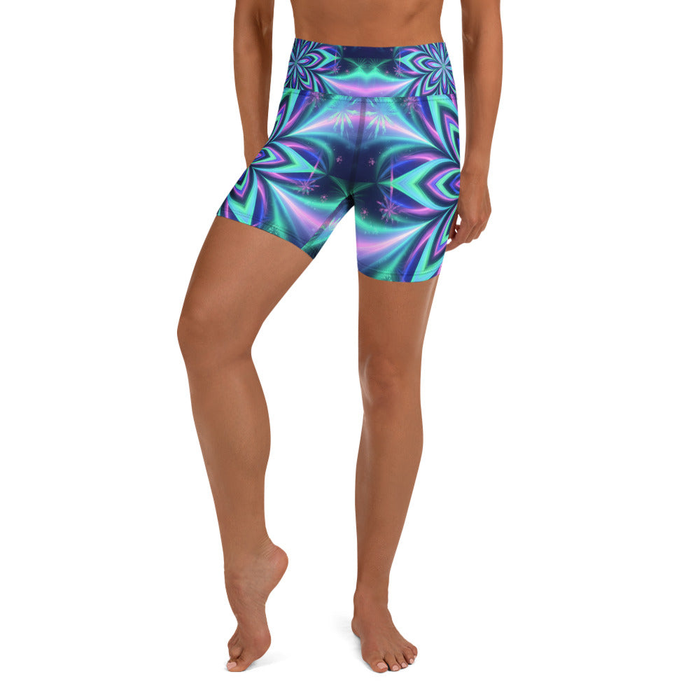 Psychedelic Northern Lights Yoga Shorts | GearBunch