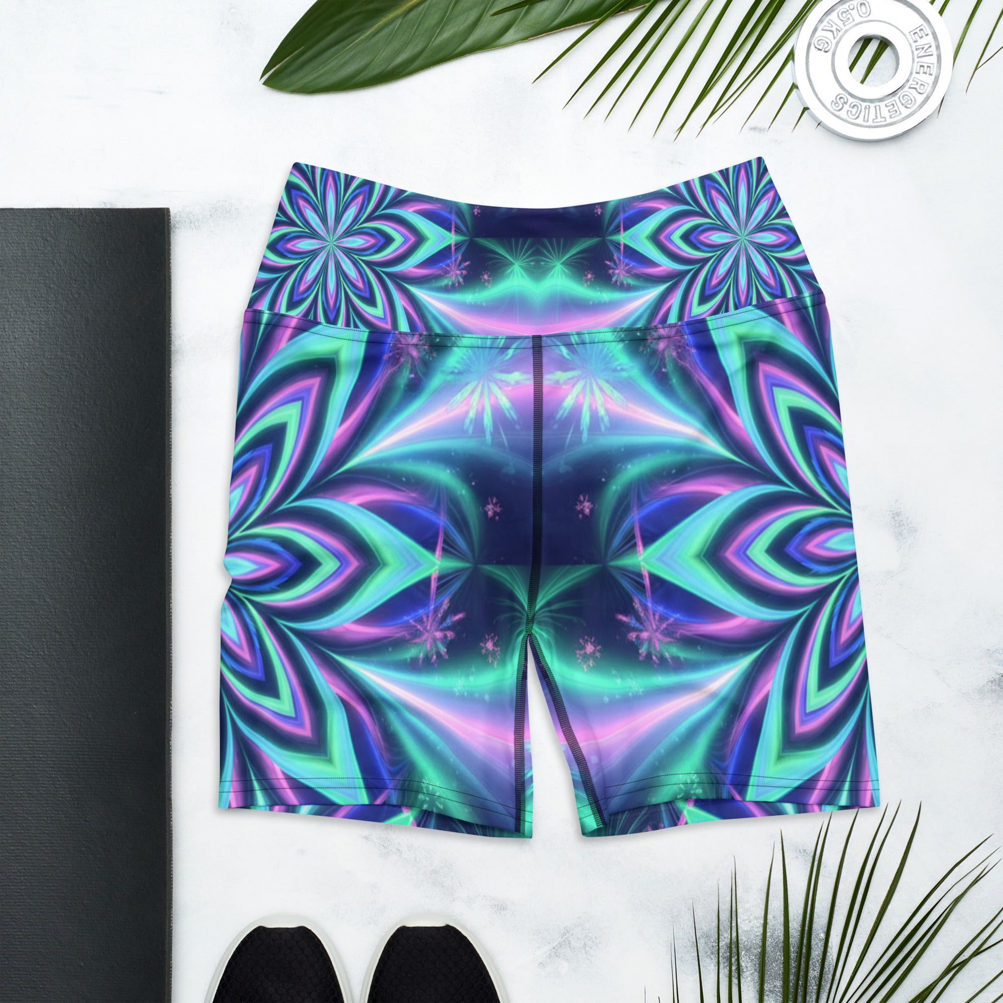Psychedelic Northern Lights Yoga Shorts | GearBunch
