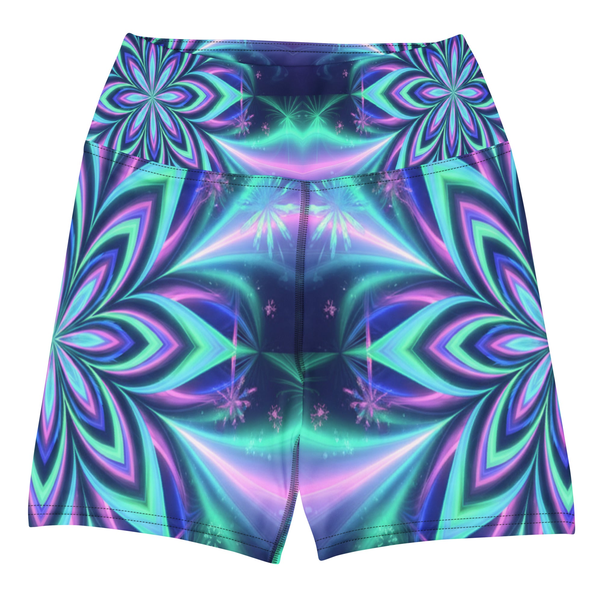 Psychedelic Northern Lights Yoga Shorts | GearBunch