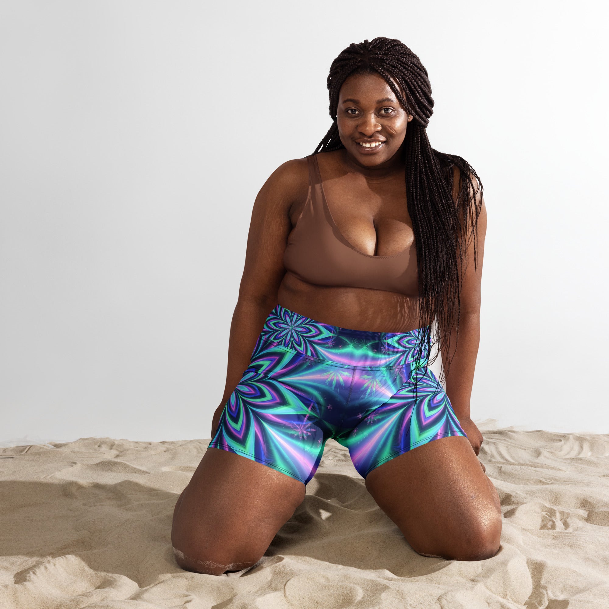 Psychedelic Northern Lights Yoga Shorts | GearBunch