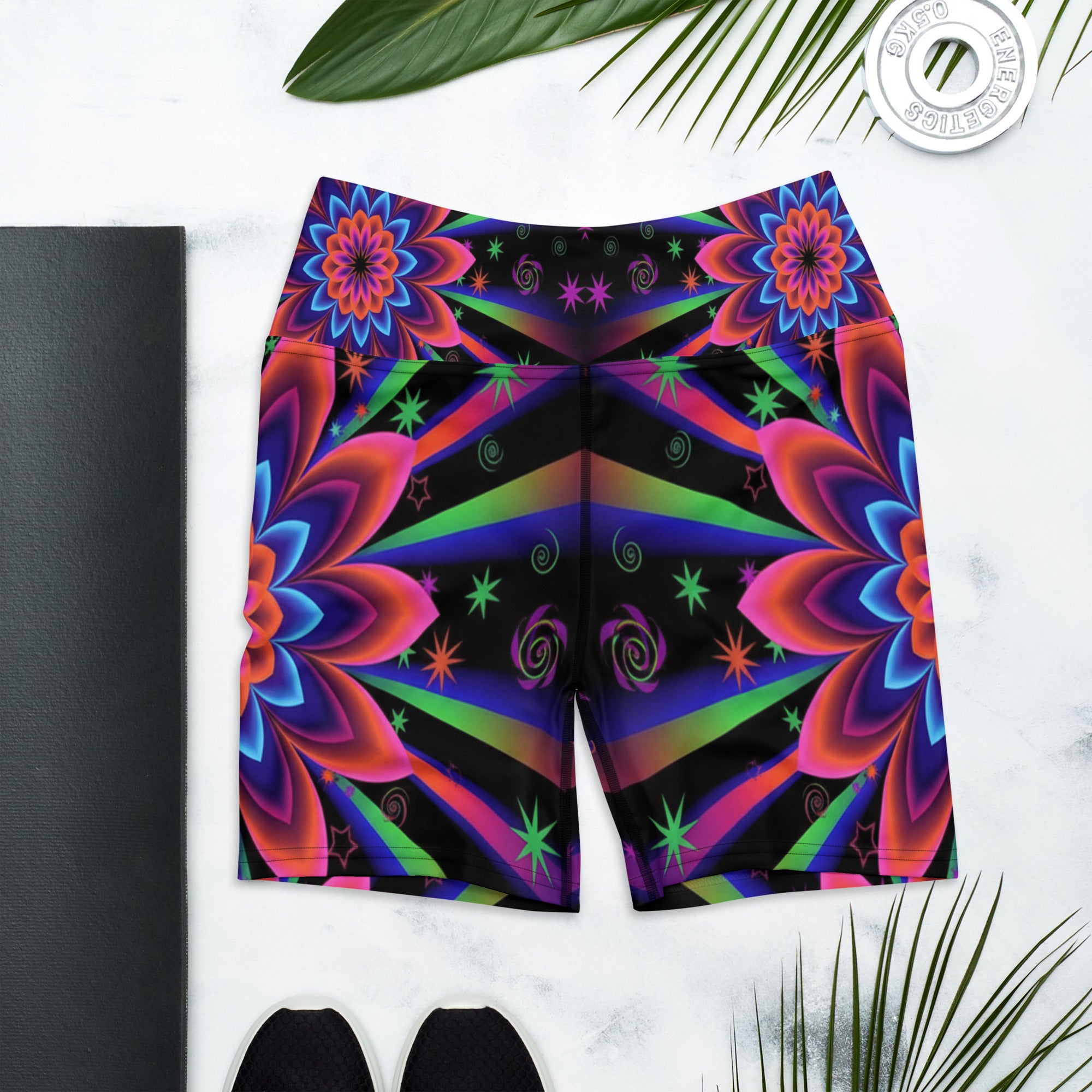 Psychedelic Blacklight Yoga Shorts | GearBunch