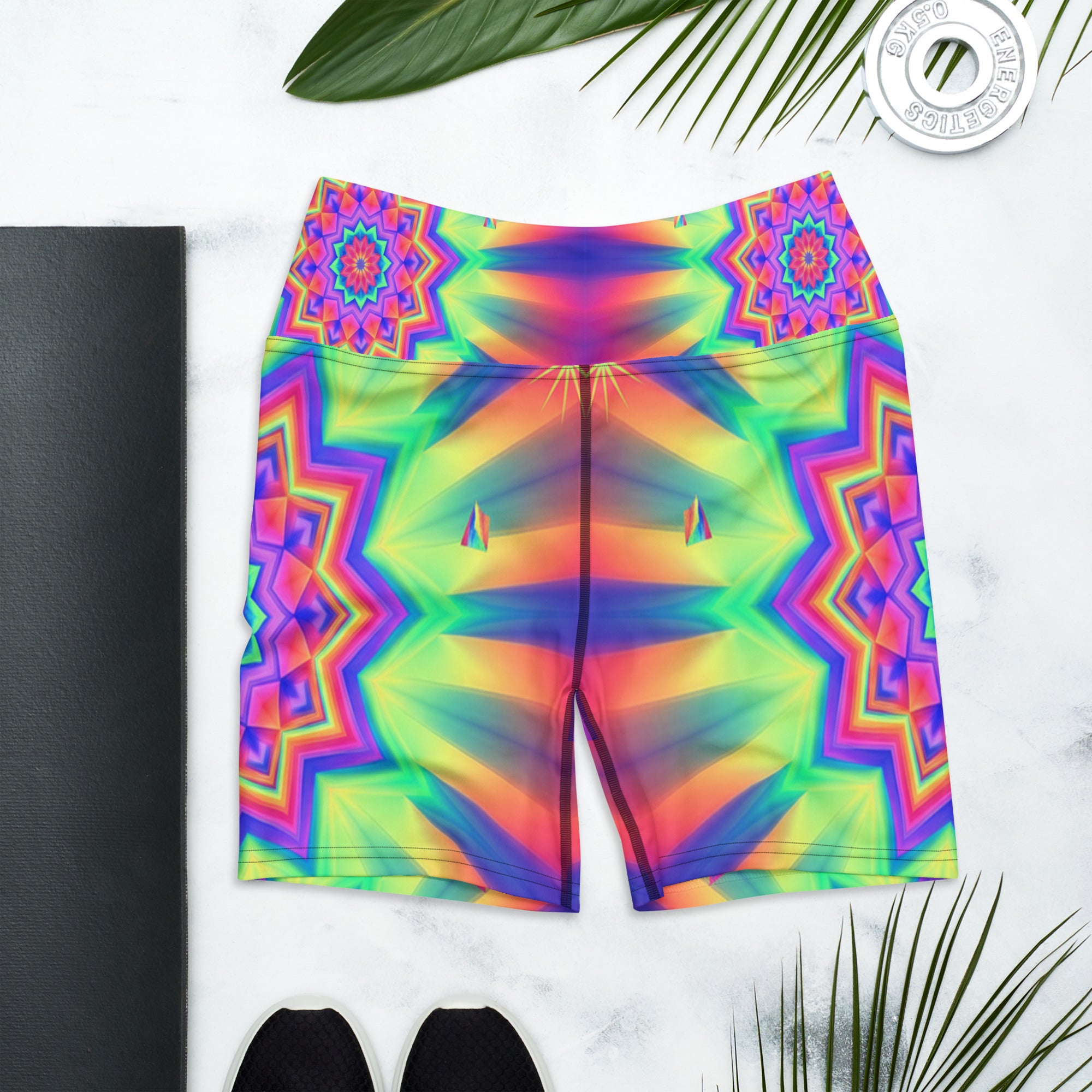 Psychedelic Starburst Prism Yoga Shorts | GearBunch