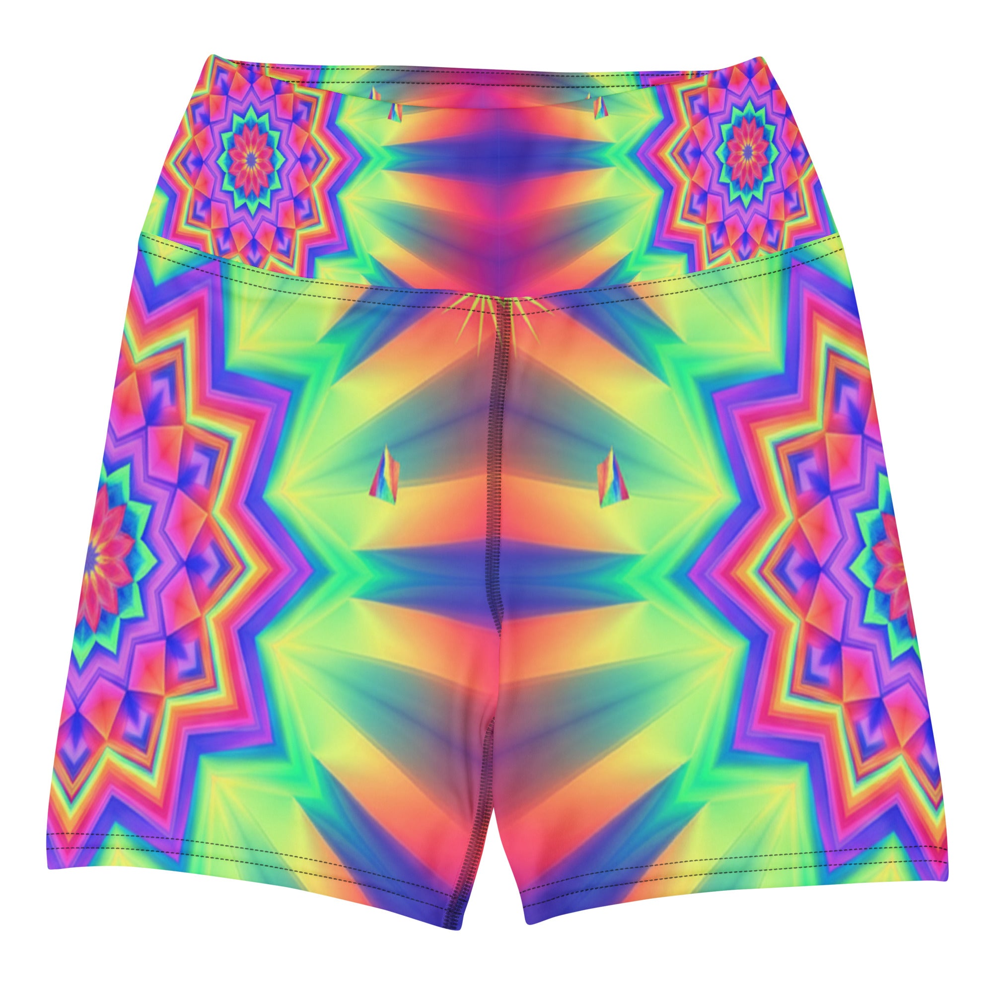 Psychedelic Starburst Prism Yoga Shorts | GearBunch