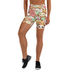 Women's kawaii coffee break printed yoga shorts front view