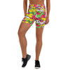 Women's kawaii fruit salad yoga shorts front view