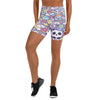 Women's kawaii sleepy time printed yoga shorts front view