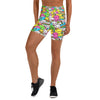 Women's kawaii tropical pineapple printed yoga shorts front view
