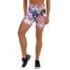 Women's anime collage sakura school printed yoga shorts front view
