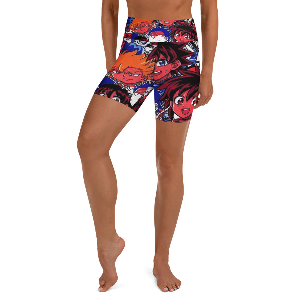 Anime Collage Dark Shonen Yoga Shorts | GearBunch