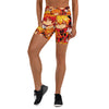 Women's anime collage fire spirit printed yoga shorts front view
