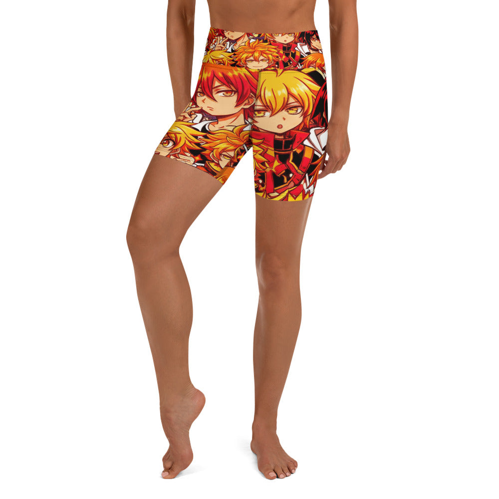 Anime Collage Fire Spirit Yoga Shorts | GearBunch