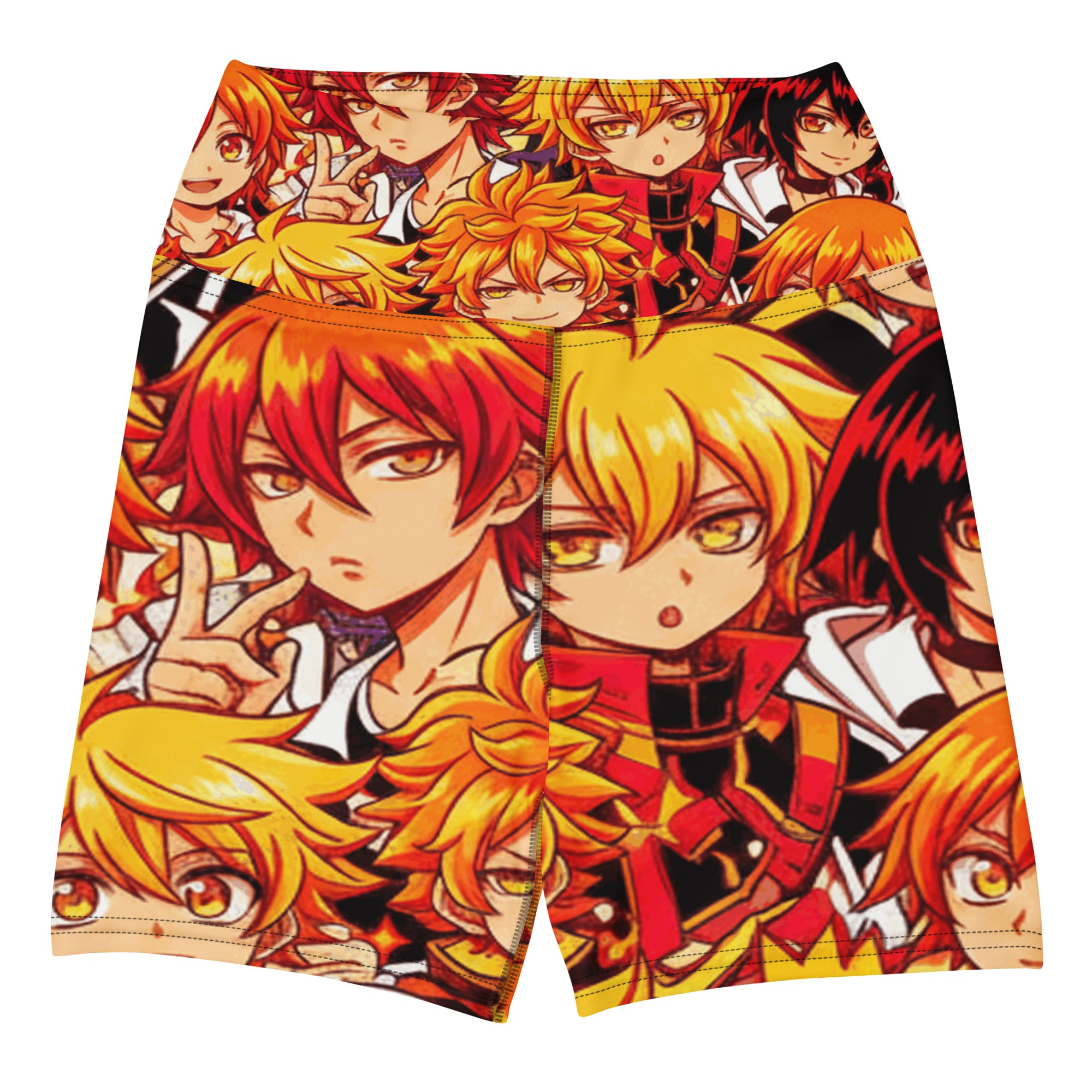 Anime Collage Fire Spirit Yoga Shorts | GearBunch