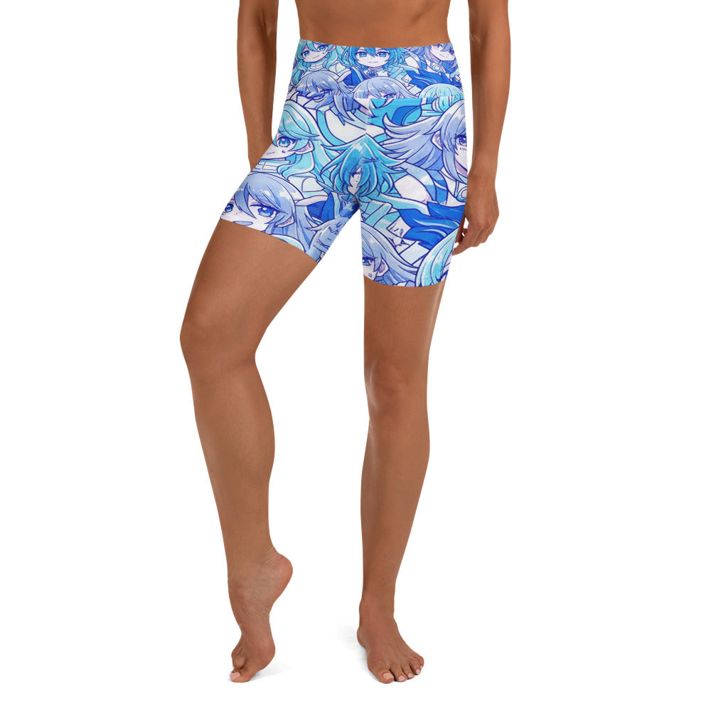 Anime Collage Ice Kingdom Yoga Shorts | GearBunch