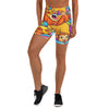 Women's jungle safari printed yoga shorts front view