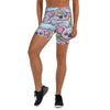 Women's vibrant koala and friends printed yoga shorts front view