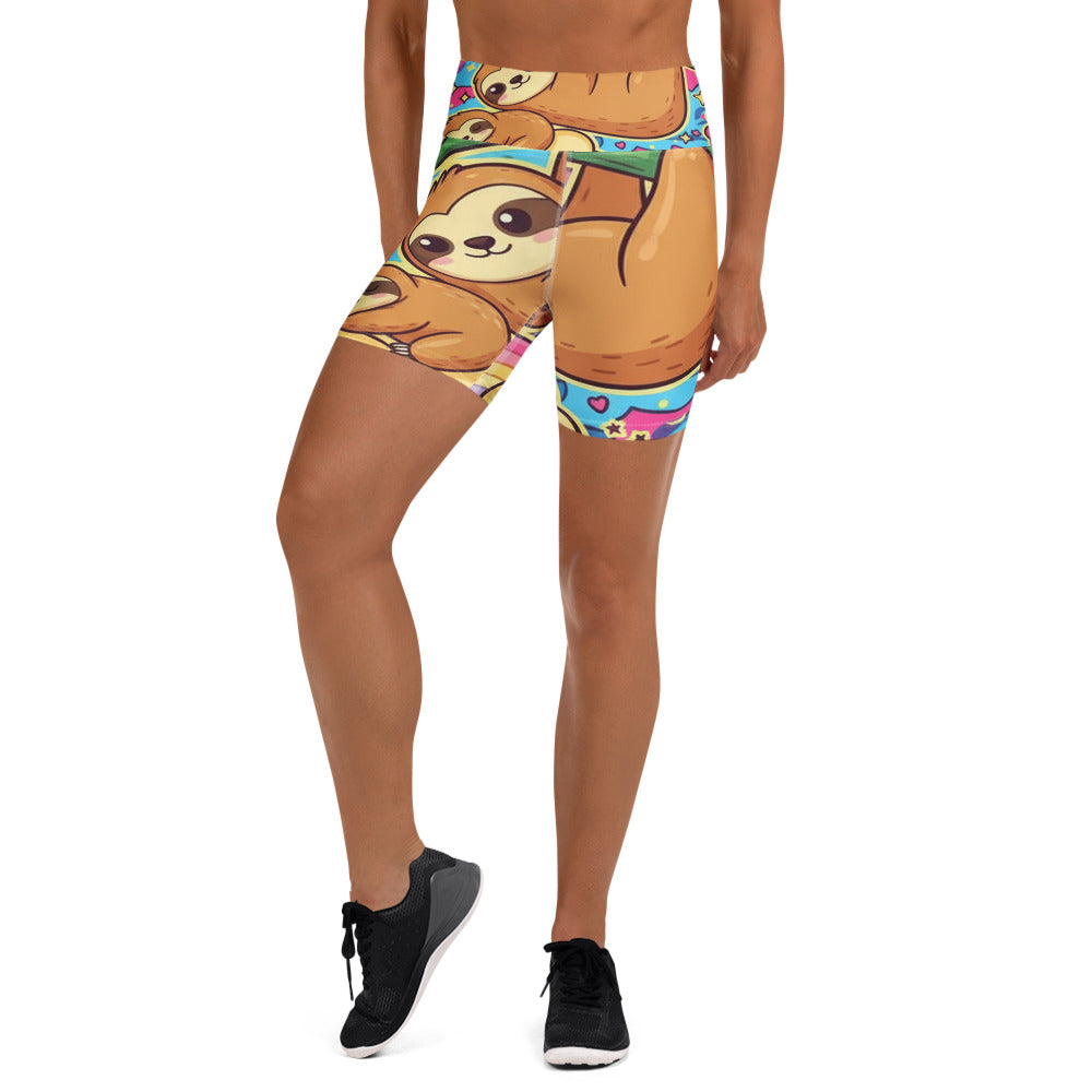 Women's vibrant sloth chill printed capris front view