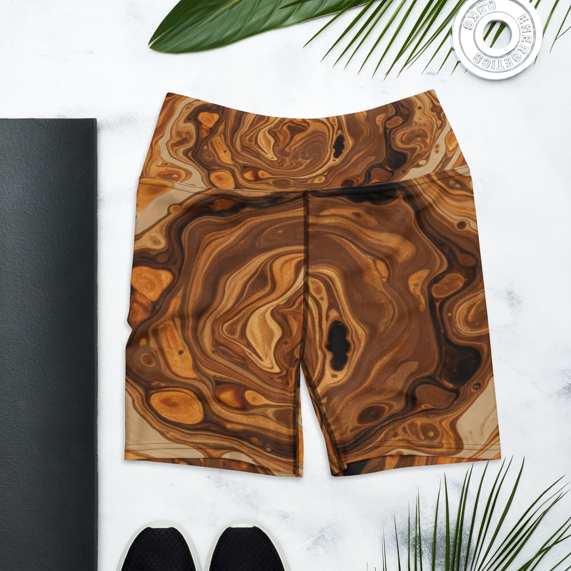 Liquid Marble Earth Agate Yoga Shorts | GearBunch