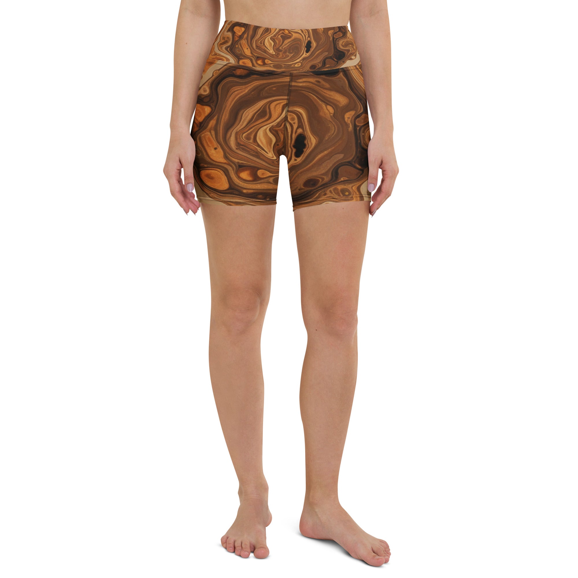 Liquid Marble Earth Agate Yoga Shorts | GearBunch