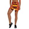 Women's psychedelic magma core printed yoga shorts front view