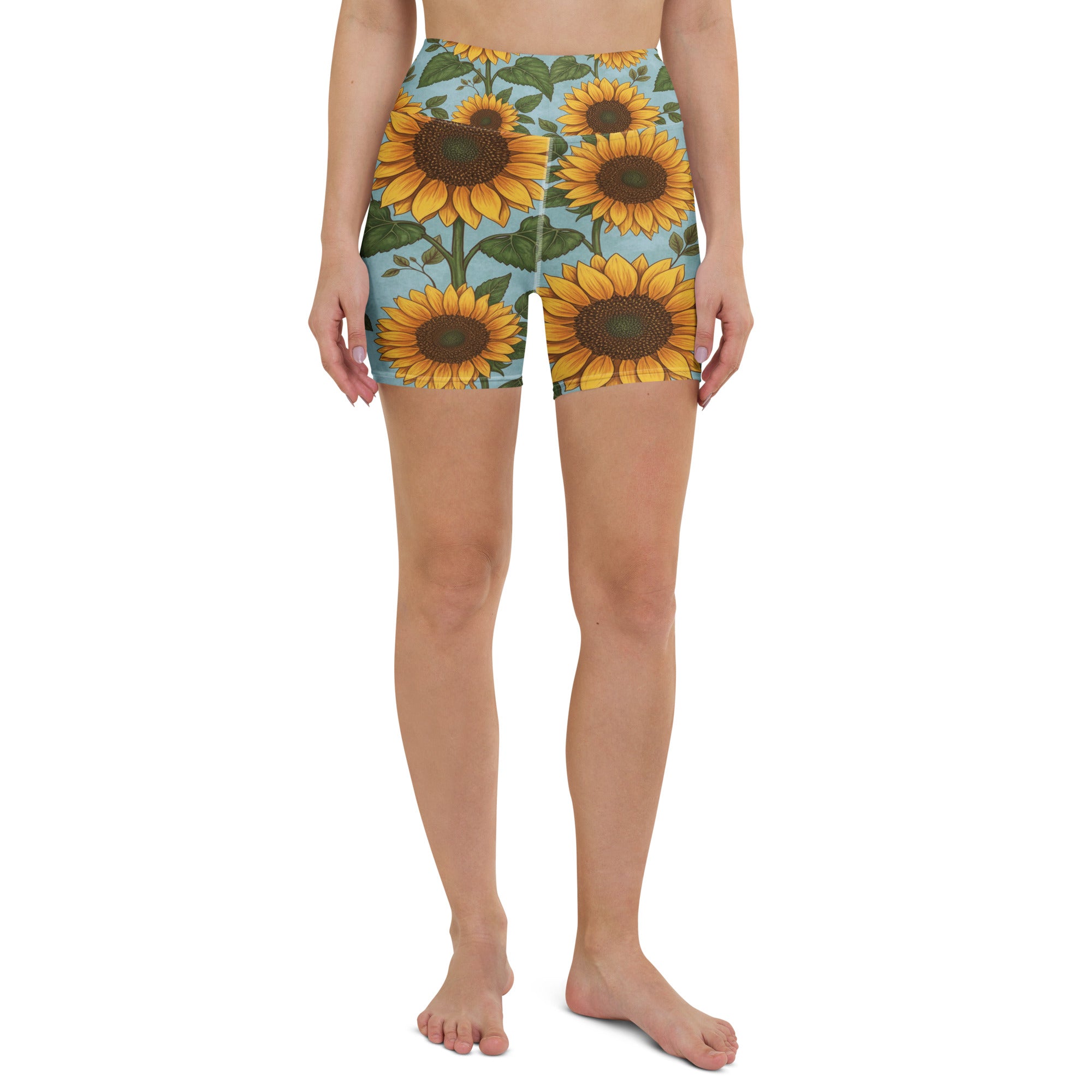Sunflower Fields Yoga Shorts | GearBunch