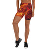 Women's liquid marble lava flow printed yoga shorts front view