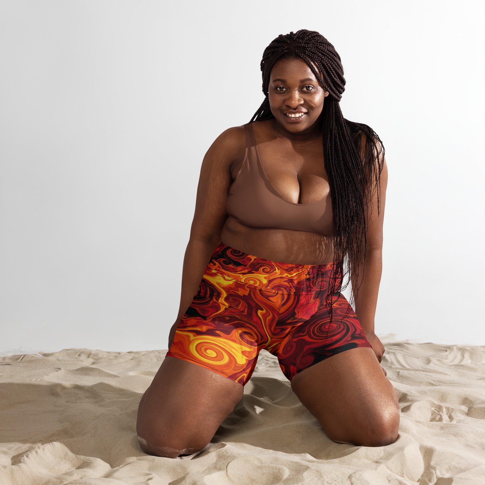 Liquid Marble Lava Flow Yoga Shorts | GearBunch
