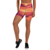 Women's liquid marble sunset printed yoga shorts front view