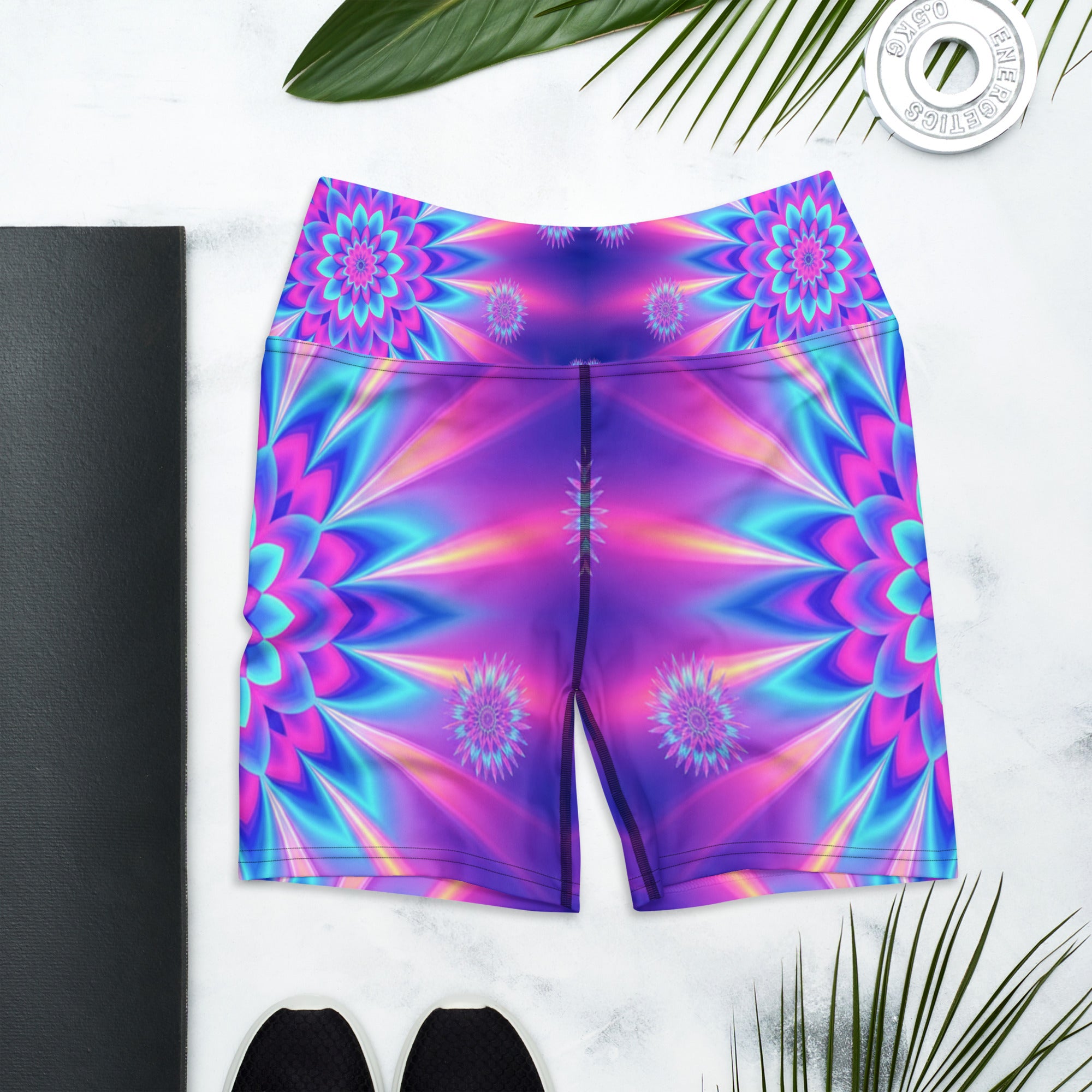 Psychedelic Vaporwave Dream Yoga Shorts | GearBunch