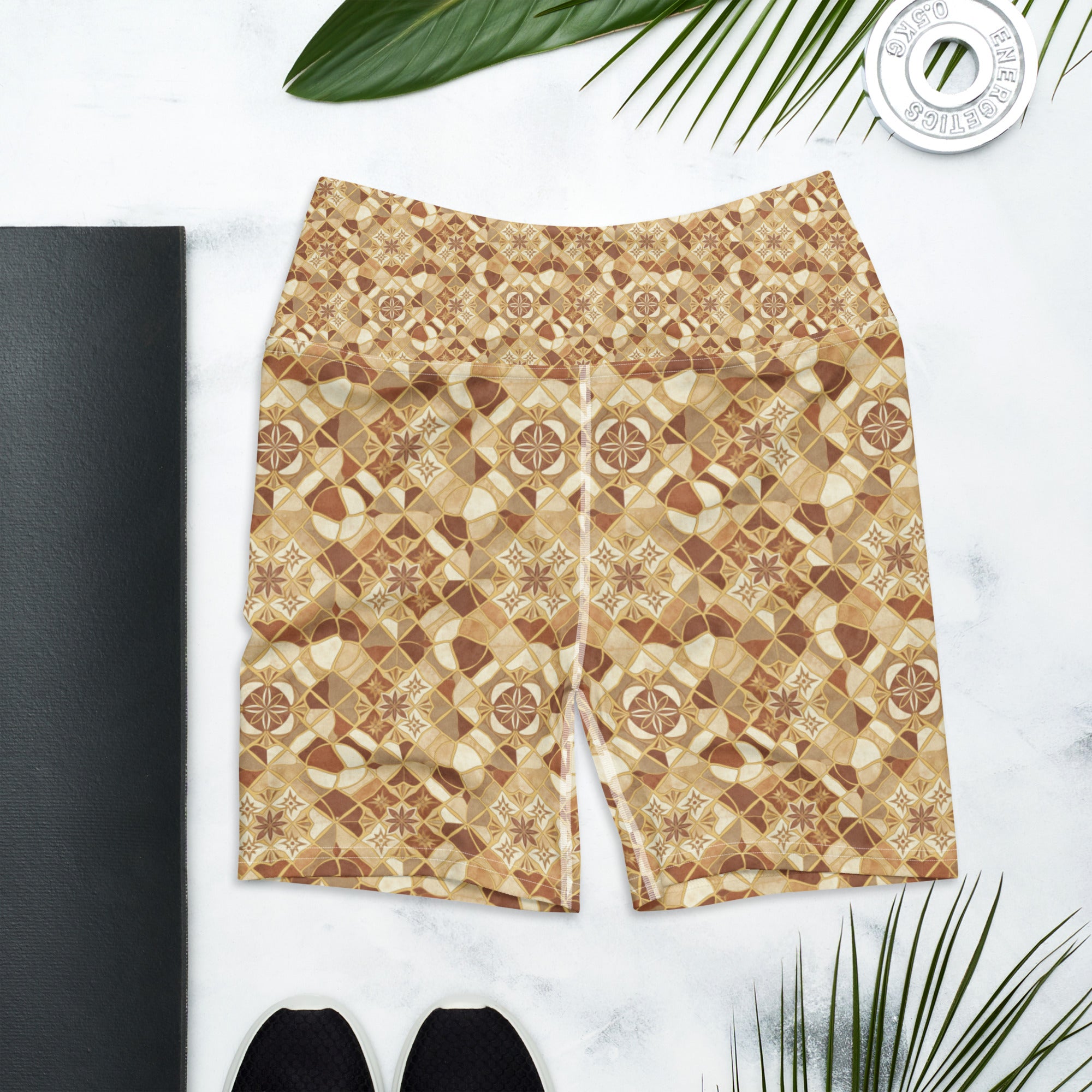 Jerusalem Stone Mosaic Yoga Shorts | GearBunch